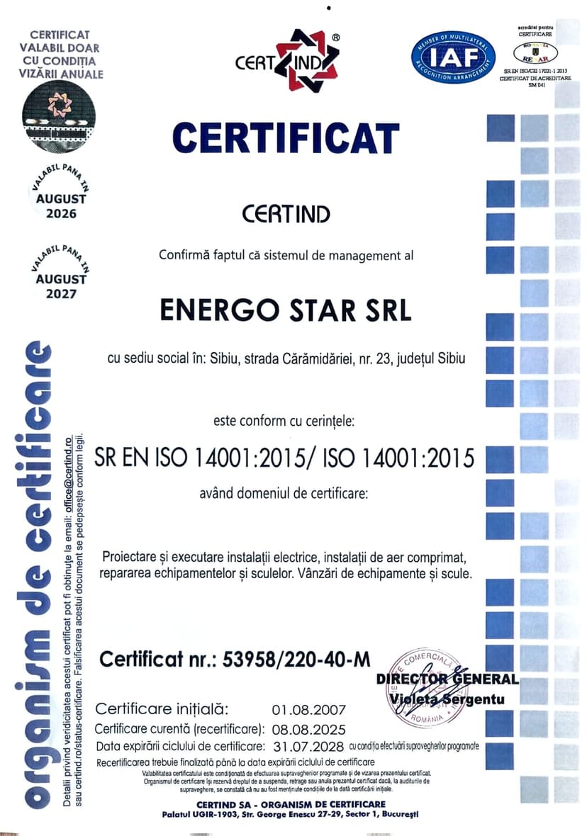 Certificat ISO 14001
