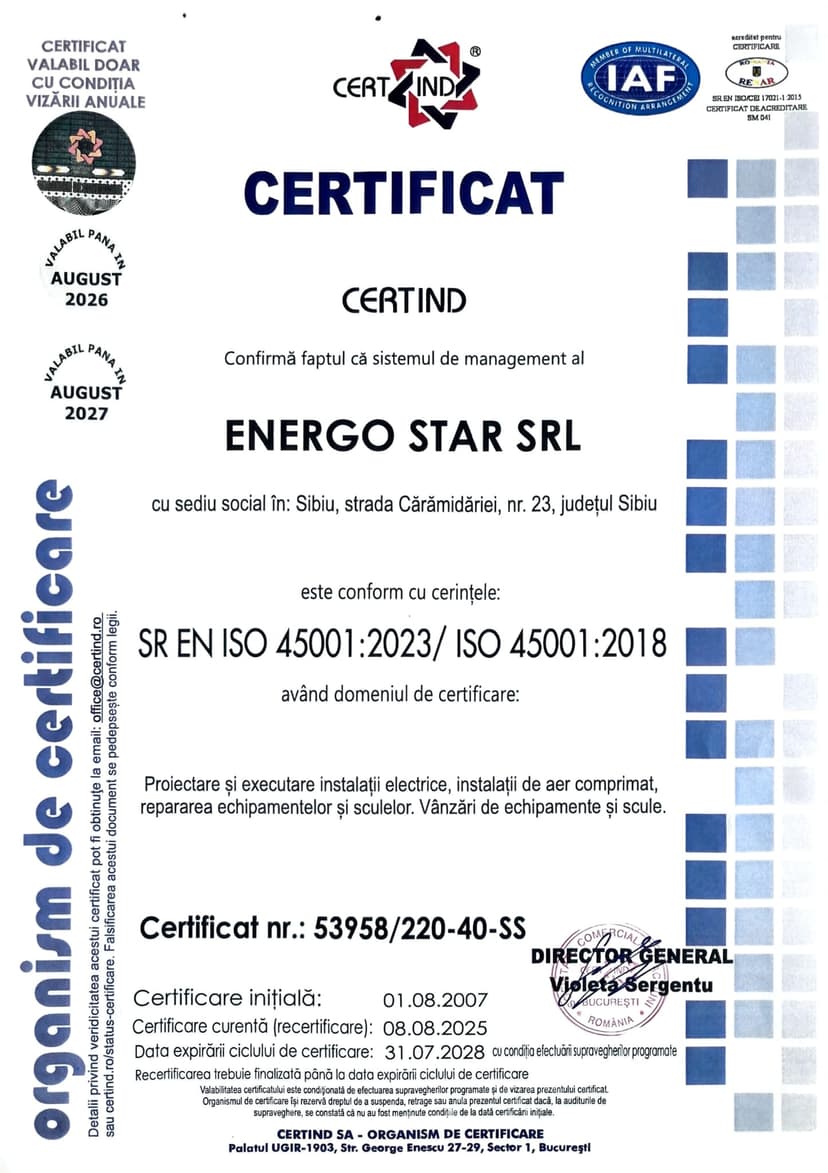 Certificat ISO 45001