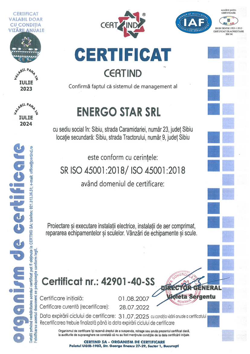Certificat ISO 45001