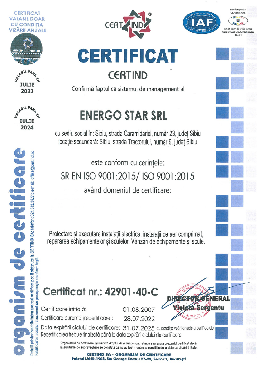 Certificat ISO 9001